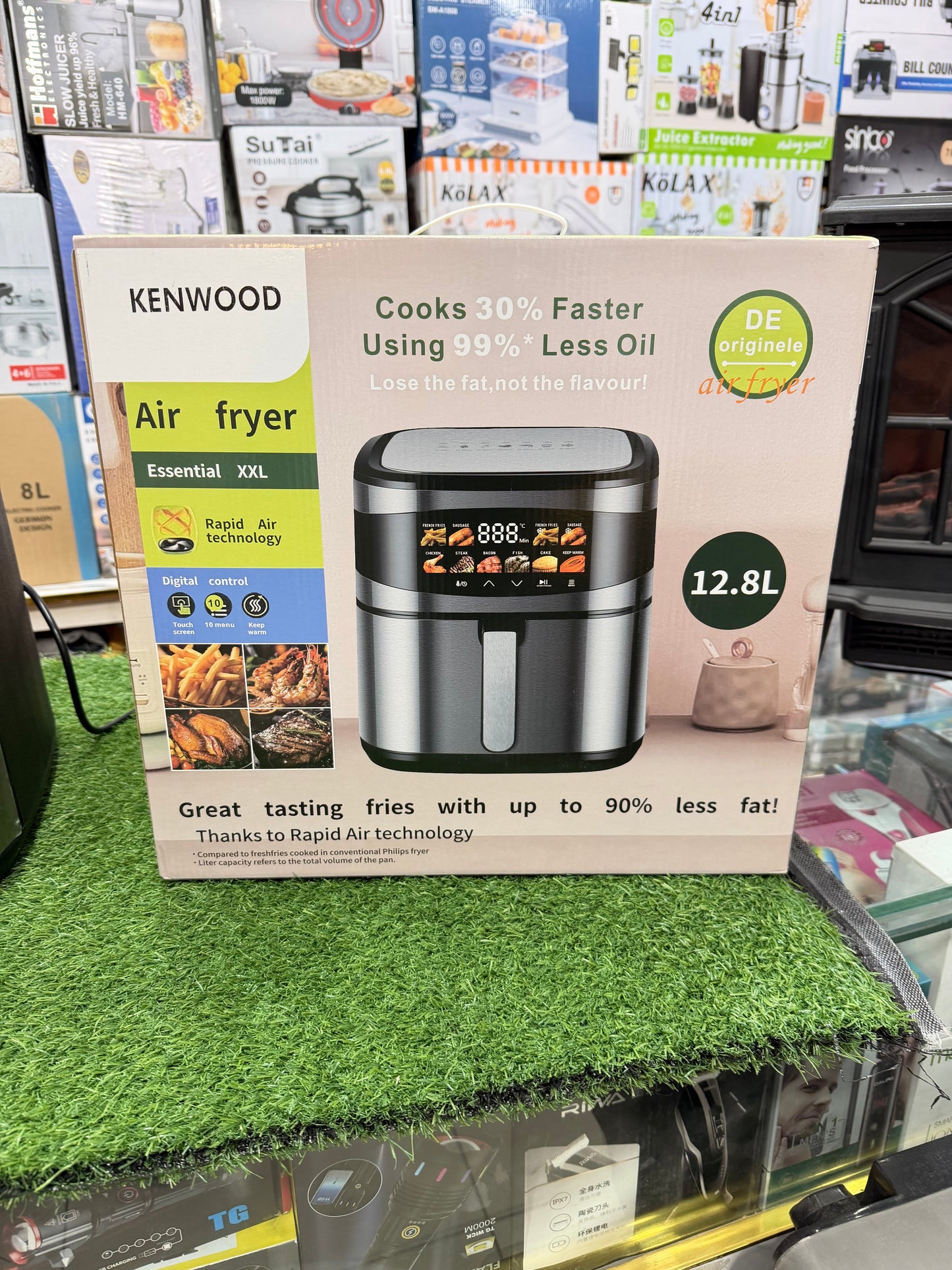 Airfryer filled with crispy cooked food