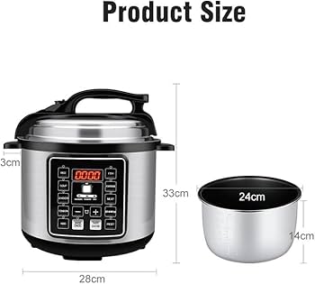 SUTIE Electric Pressure Cooker 6Liter Large Capacity with Timers, Steam Tray/Basket, On/Off Power Switch, Indicator Light(s), Cool-Touch Exterior, Auto Shut-Off