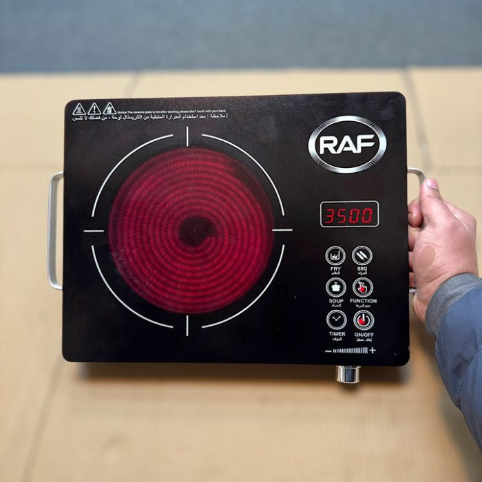 RAF electric stove packaging and accessories