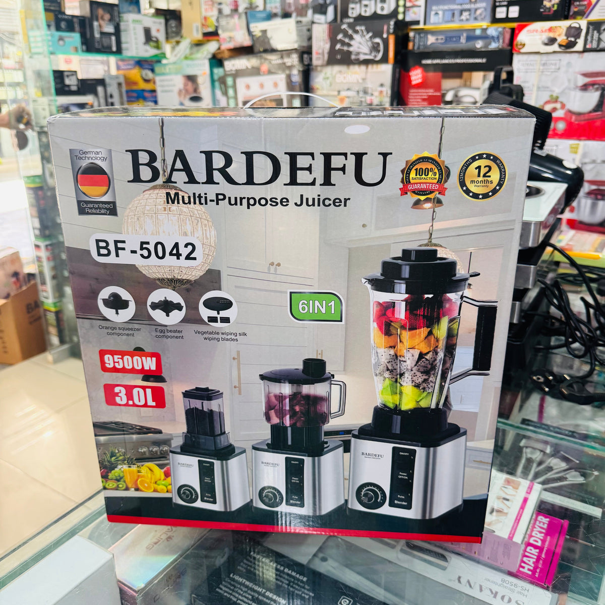 Bardefu 6-in-1 juicer blender packaging and box