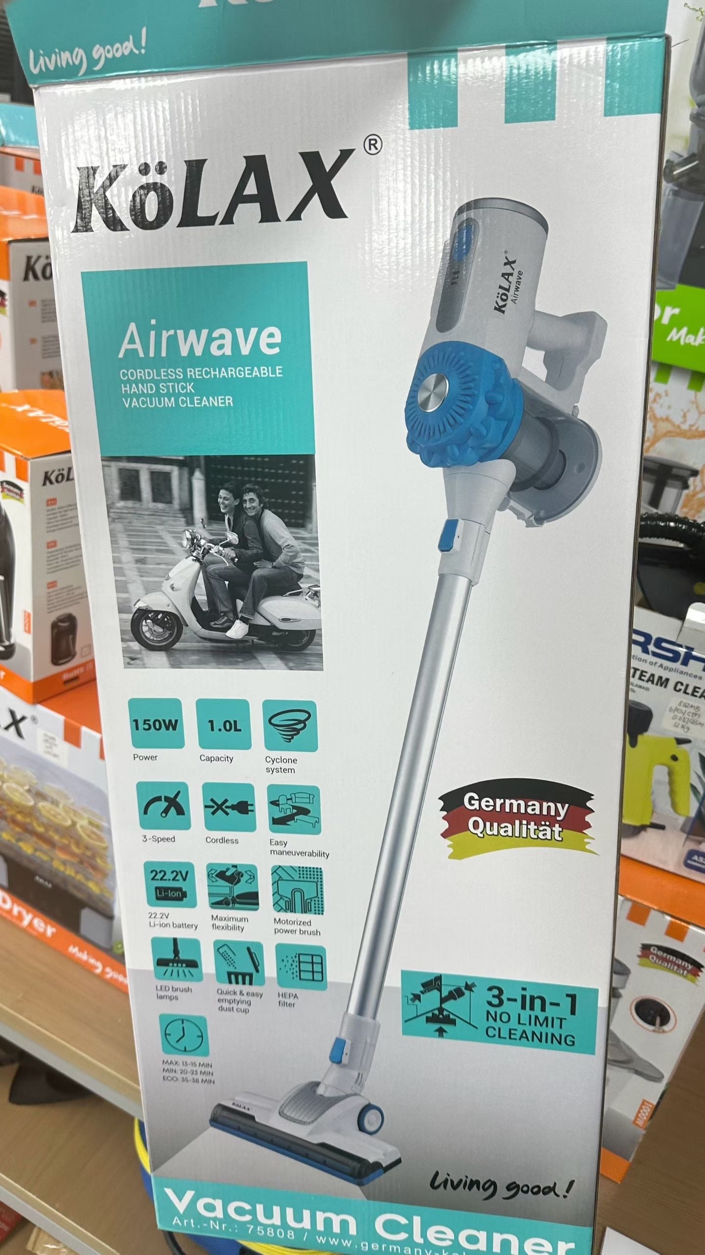 KoLAX vacuum cleaner packaging and box contents