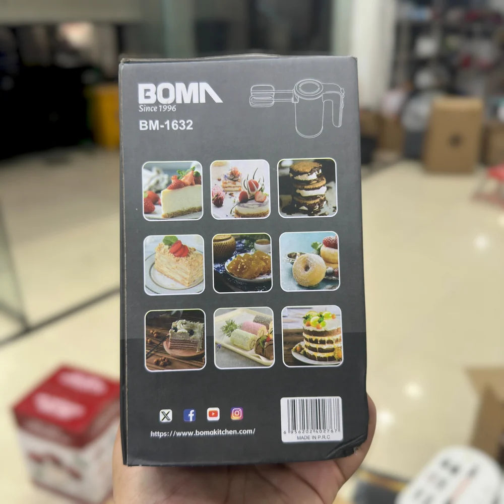 Boma 2-in-1 Electric Hand Mixer BM-1632 – 650W, 5-Speed Turbo Beater for Mixing, Whisking & Baking
