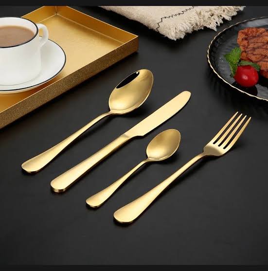 Golden cutlery set packaging and gift box