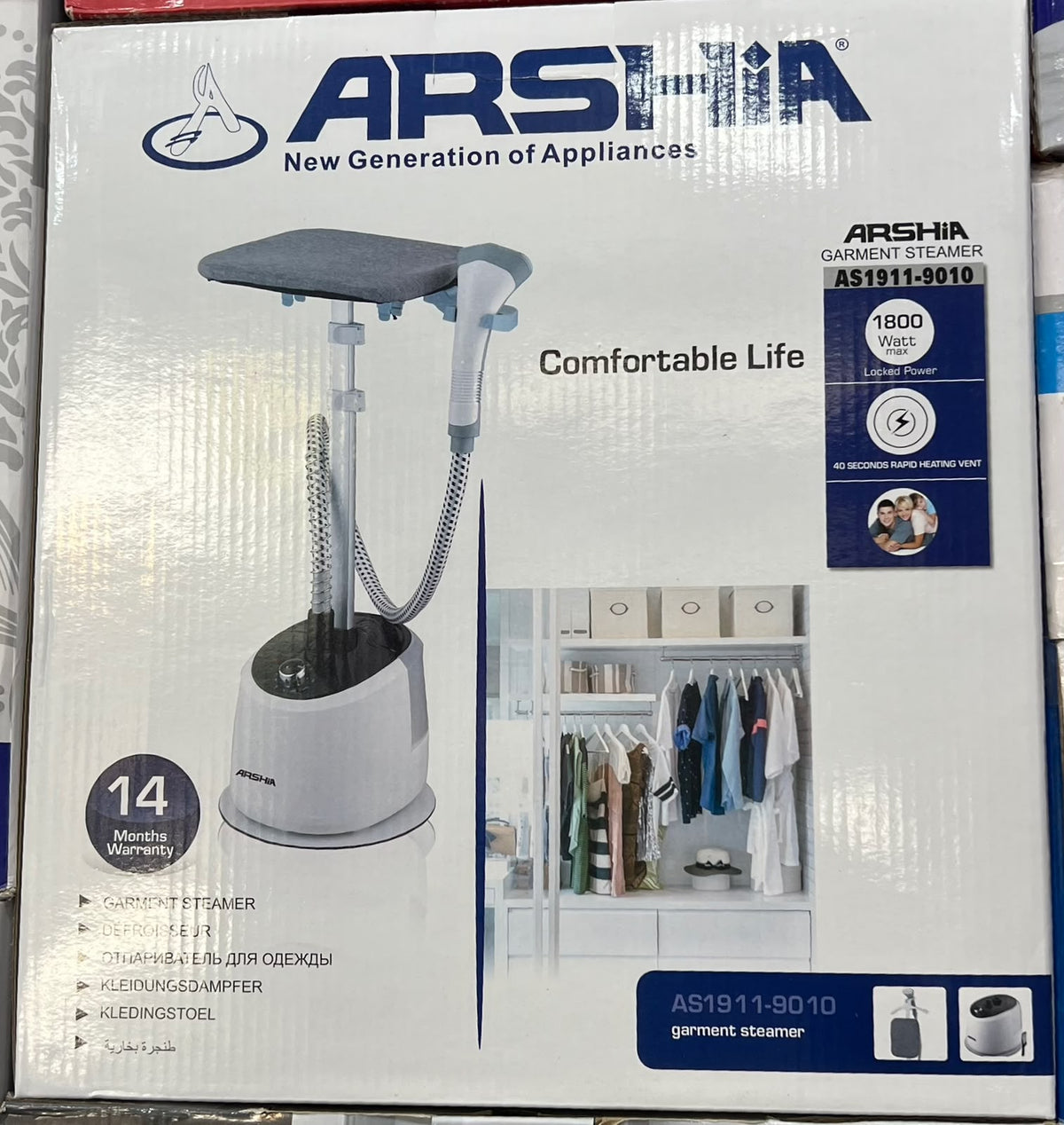 ARSHIA Clothes and Garment Steamer 2200W High Power Fabric Steamer with Foot Control & Wheels