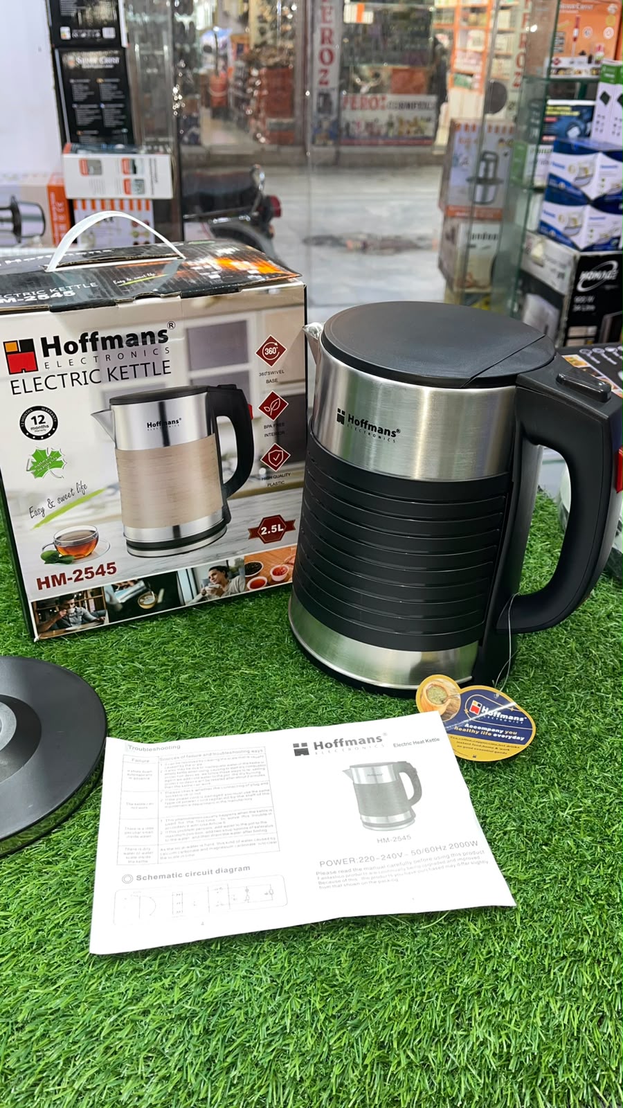 HOFFMANS Stainless Steel Electric Kettle 2.5 L | Automatic Fast Boiling Water Kettle with Auto Shut-Off & 360° Rotating Base | Durable Hot Water Boiler for Home & Office Use