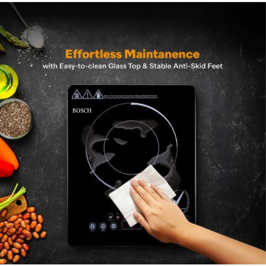 BOSCH electric stove ceramic surface close-up