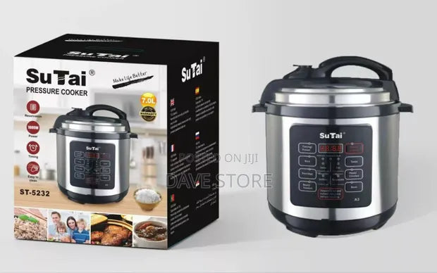 SUTIE Electric Pressure Cooker 6Liter Large Capacity with Timers, Steam Tray/Basket, On/Off Power Switch, Indicator Light(s), Cool-Touch Exterior, Auto Shut-Off