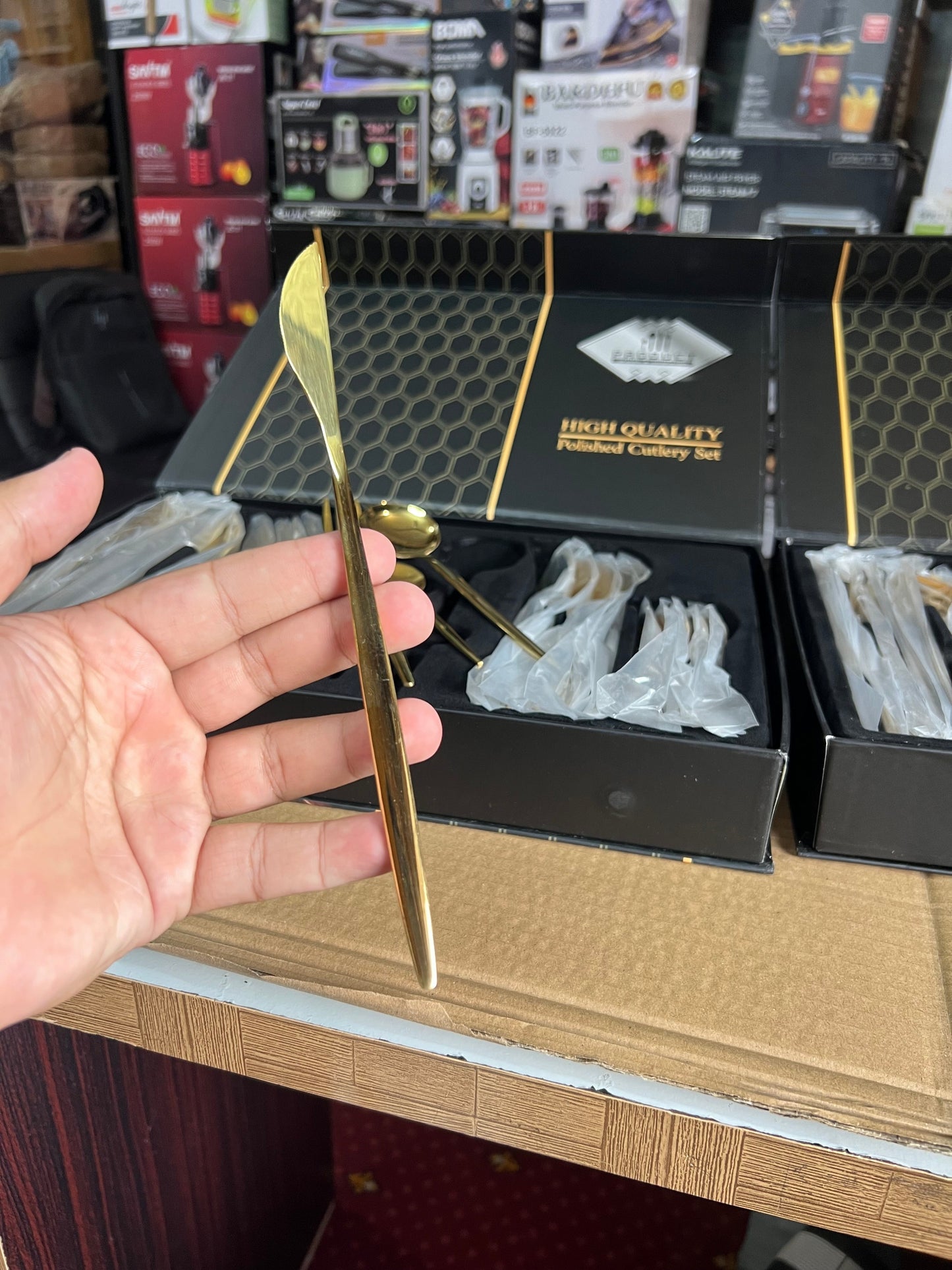 Lot Imported 24 Piece Golden  Cutlery set premium Quality