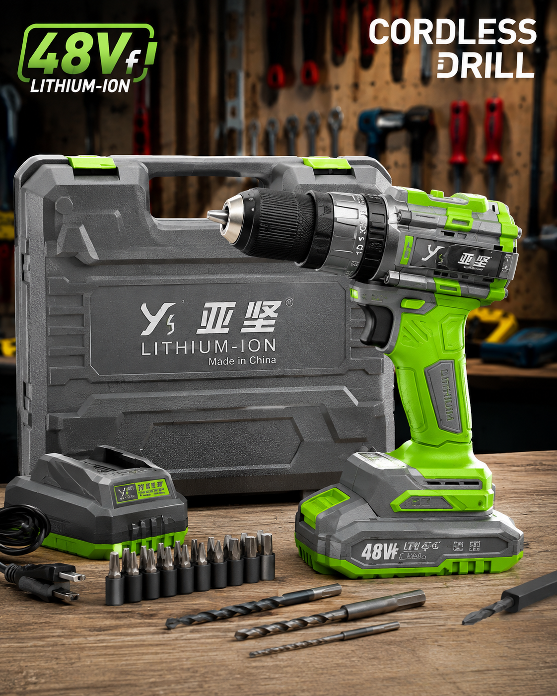 48VF Cordless Drill Machine – Brushless Power Tool . Drill for Home, Workshop & Professional Use . 2 in 1 Drill