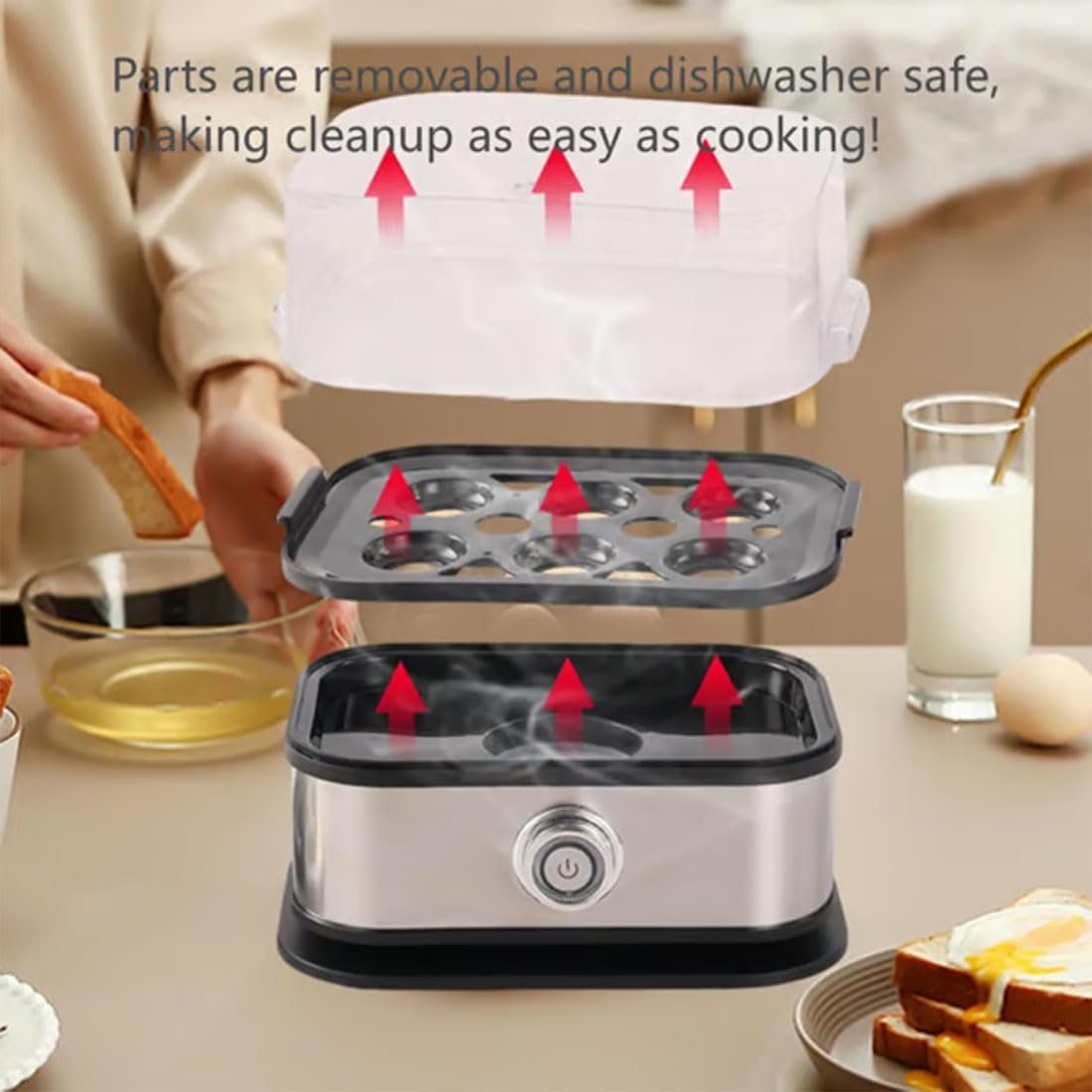 KOLEX EGG BOILER AND COOKER 360 % CYCLE COOKING PORTBLE SIZE 2OO WATTS 6 PIECES CPACITY | GREY COLOUR