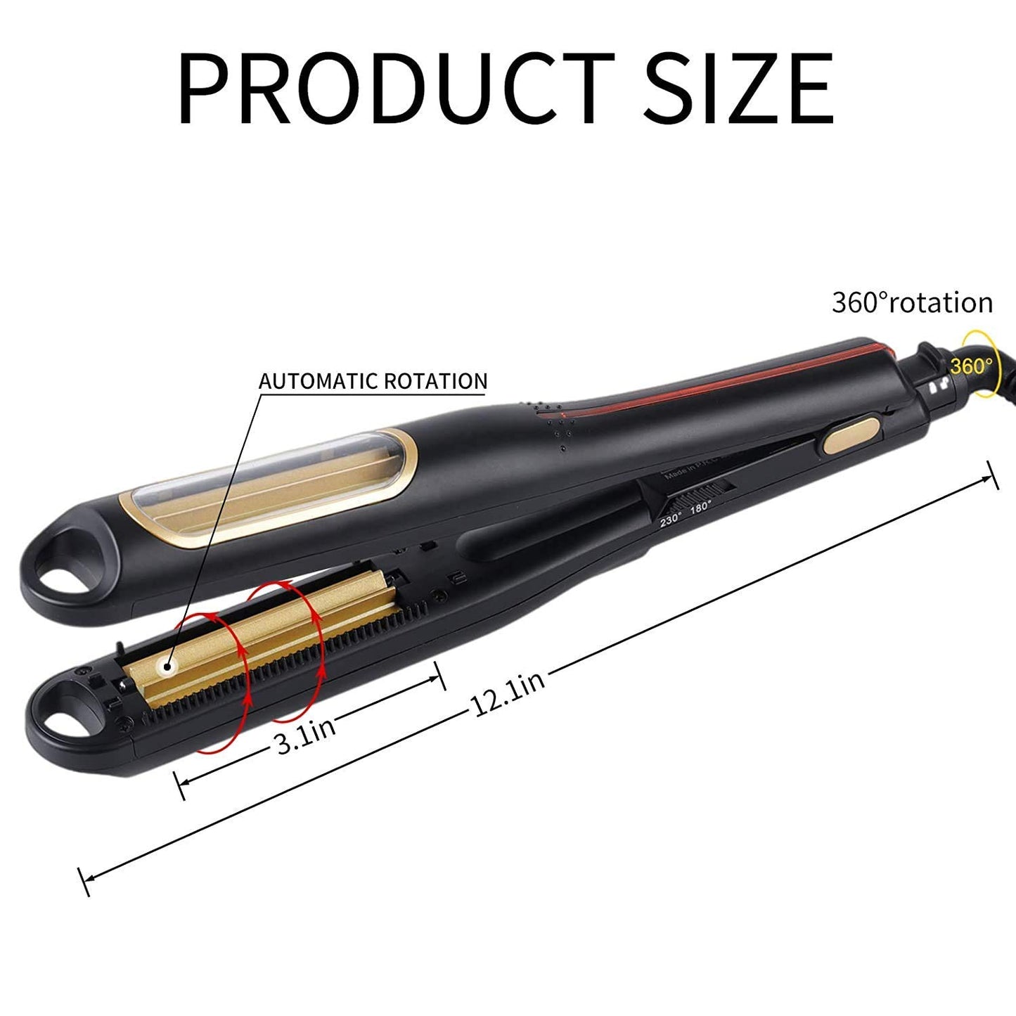 HS-978 Professional Hair Crimper & Curling Iron – Thermo Ceramic Automatic Corn Wave Styler with Adjustable Temperature for Women