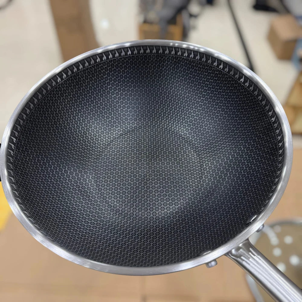 Laser Stainless Steel HoneyComb Wok/Pan 30cm