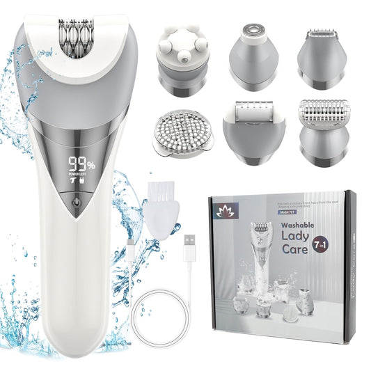 7-in-1 Lady Care Kit 727 Rechargeable Epilator & Shaver for Women – Facial Hair Remover, Bikini Trimmer, Cleansing Brush, Callus Remover & Massage Device