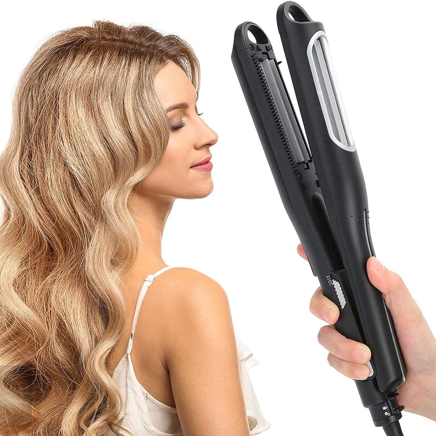 HS-978 Professional Hair Crimper & Curling Iron – Thermo Ceramic Automatic Corn Wave Styler with Adjustable Temperature for Women