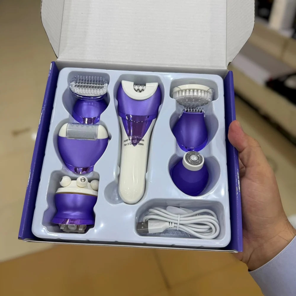 7-in-1 Lady Care Kit 727 Rechargeable Epilator & Shaver for Women – Facial Hair Remover, Bikini Trimmer, Cleansing Brush, Callus Remover & Massage Device