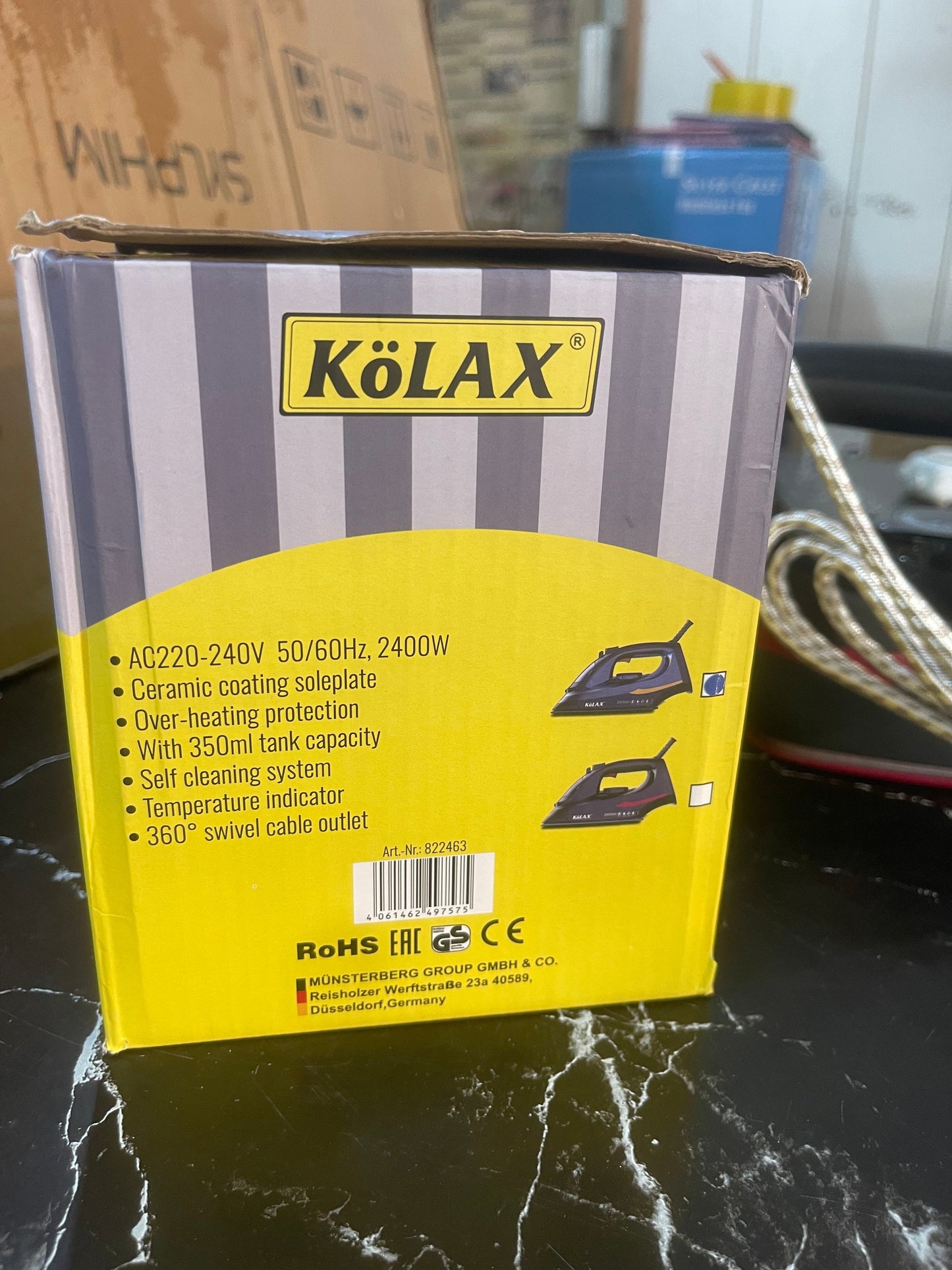 Orginal KOLAX STEAM iron . Germany Brand high quality 2400 Watt . With 2 year warranty