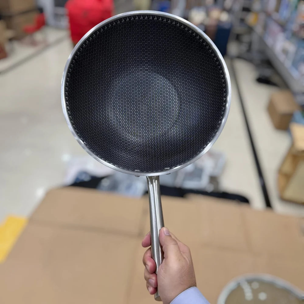 Laser Stainless Steel HoneyComb Wok/Pan 30cm