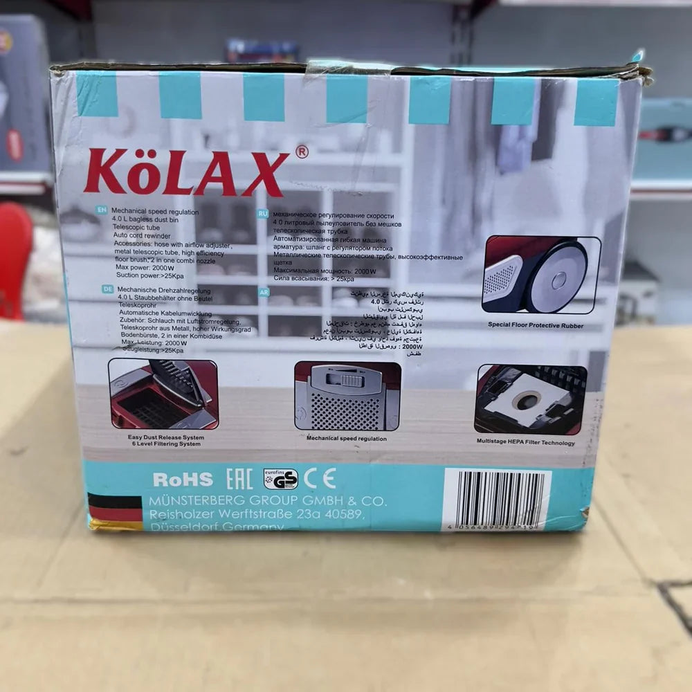Kolax vacuum cleaner packaging and box contents