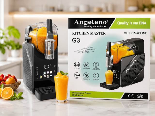 Slush machine in use at a cafe or juice bar