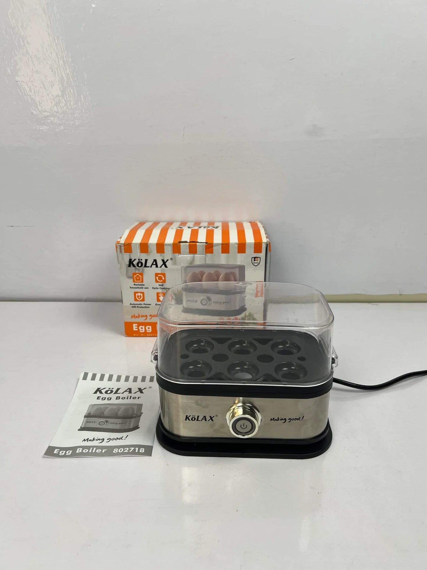 KOLEX EGG BOILER AND COOKER 360 % CYCLE COOKING PORTBLE SIZE 2OO WATTS 6 PIECES CPACITY | GREY COLOUR