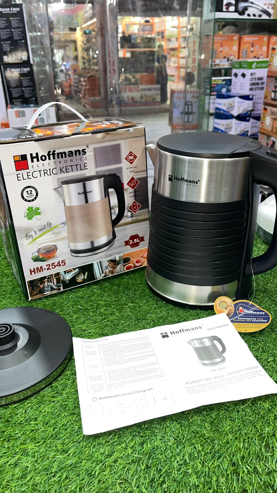 HOFFMANS Stainless Steel Electric Kettle 2.5 L | Automatic Fast Boiling Water Kettle with Auto Shut-Off & 360° Rotating Base | Durable Hot Water Boiler for Home & Office Use