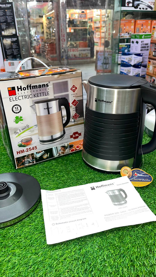 HOFFMANS Stainless Steel Electric Kettle 2.5 L | Automatic Fast Boiling Water Kettle with Auto Shut-Off & 360° Rotating Base | Durable Hot Water Boiler for Home & Office Use