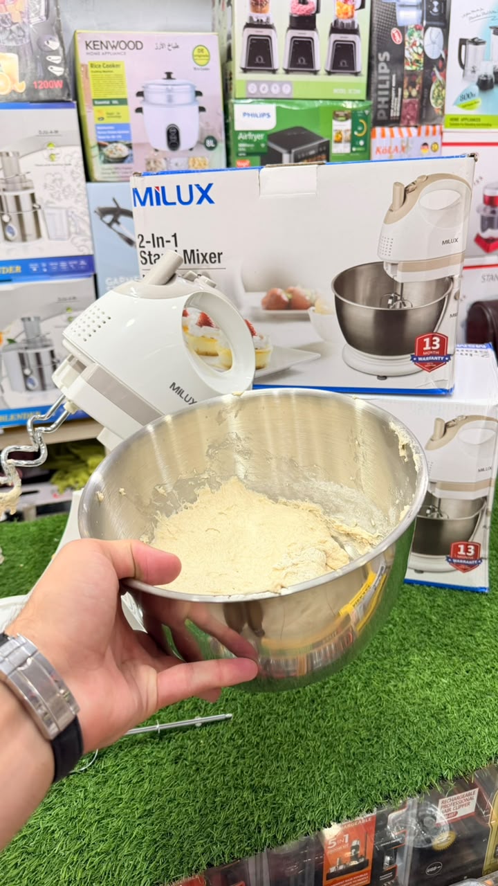 Milux Turbo Hand Mixer & stand mixer 200W – 3 Speed Control with Turbo Boost | MHM-250 Electric atta machine
