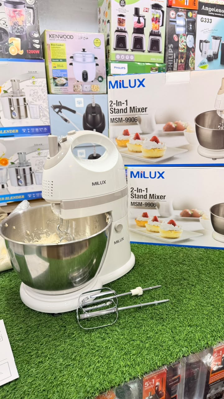 Milux Turbo Hand Mixer & stand mixer 200W – 3 Speed Control with Turbo Boost | MHM-250 Electric atta machine