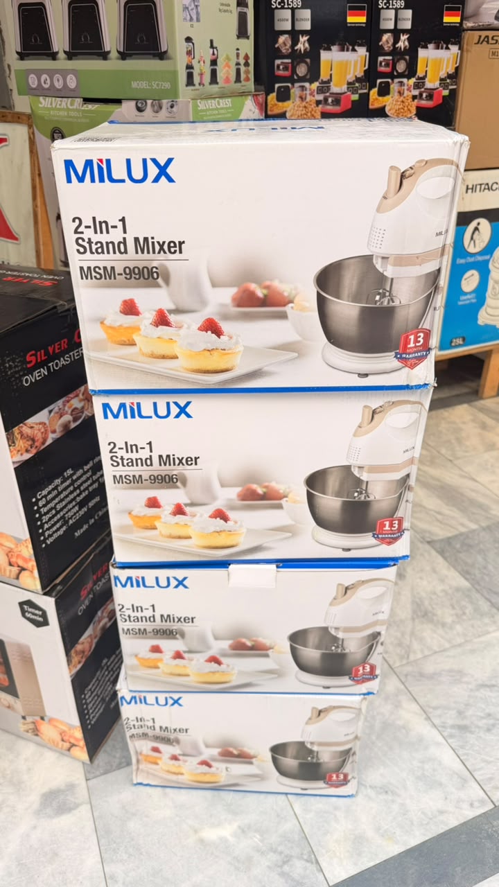 Milux Turbo Hand Mixer & stand mixer 200W – 3 Speed Control with Turbo Boost | MHM-250 Electric atta machine