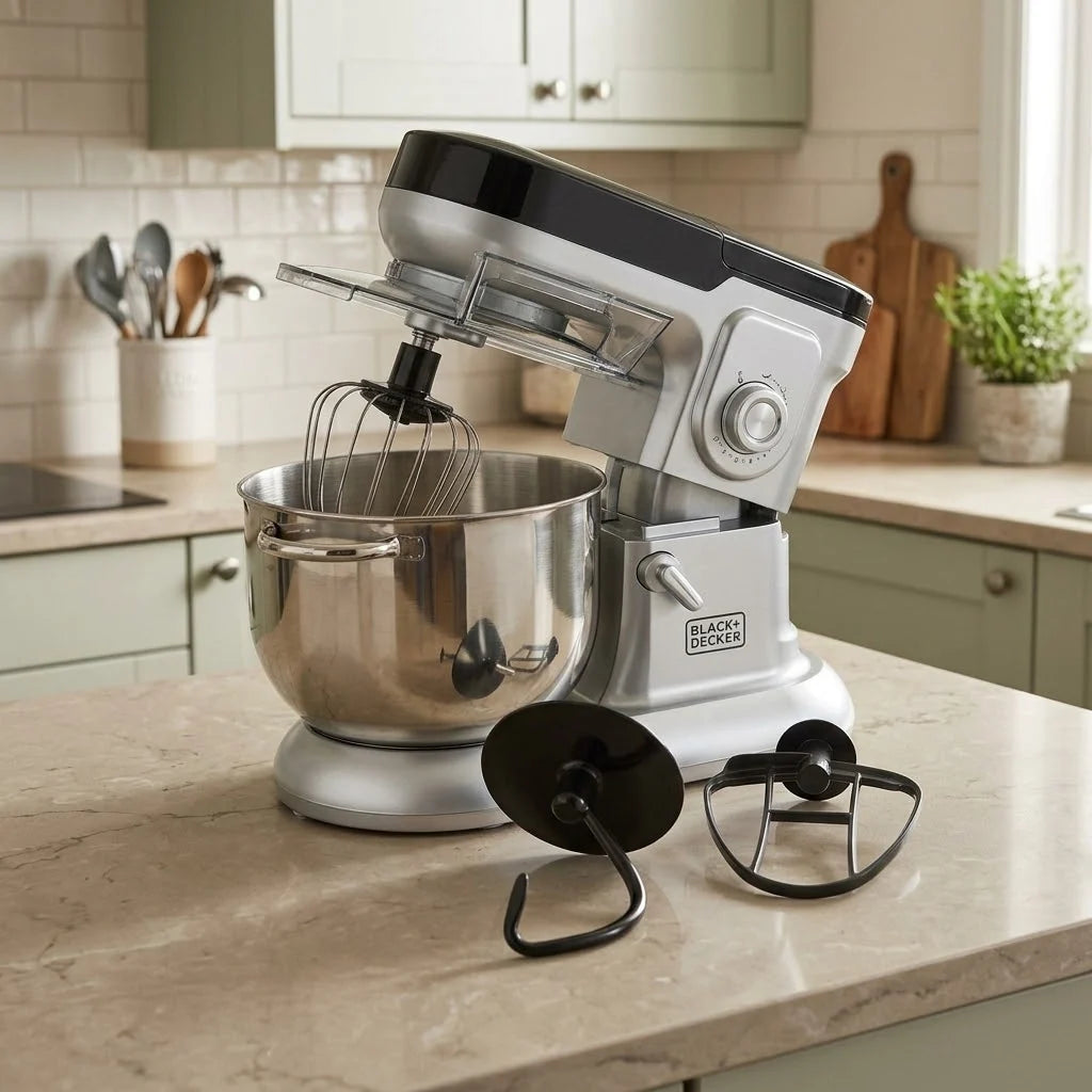 black and decker 1000watts 6 speed stand mixer with stainless steel bowl