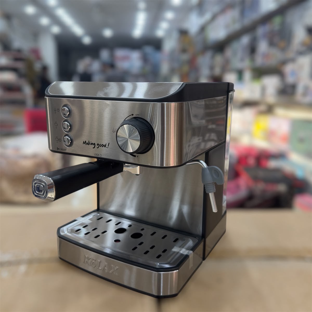 KOLAX Espresso Coffee Machine 20 Bar High Pressure 1000W Coffee Maker with Milk Frother, 1.6L Removable Water Tank, Dual Stainless Steel Filter, Adjustable Thermometer & One-Touch Brewing