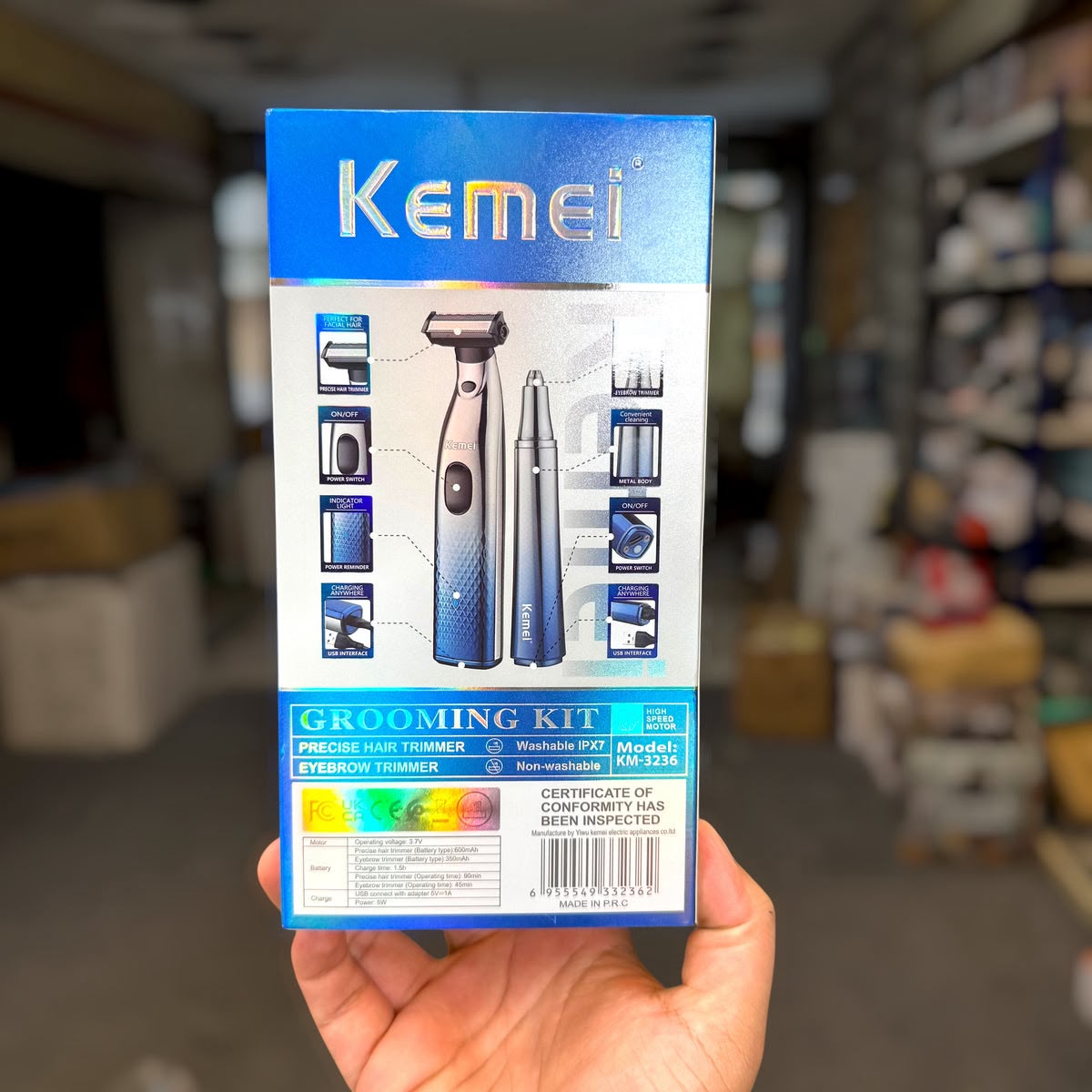 KEMEI ONE BLADE TRIMER AND SHAVER { METAL BODY } SHARP BLADE MODEL KM-3236