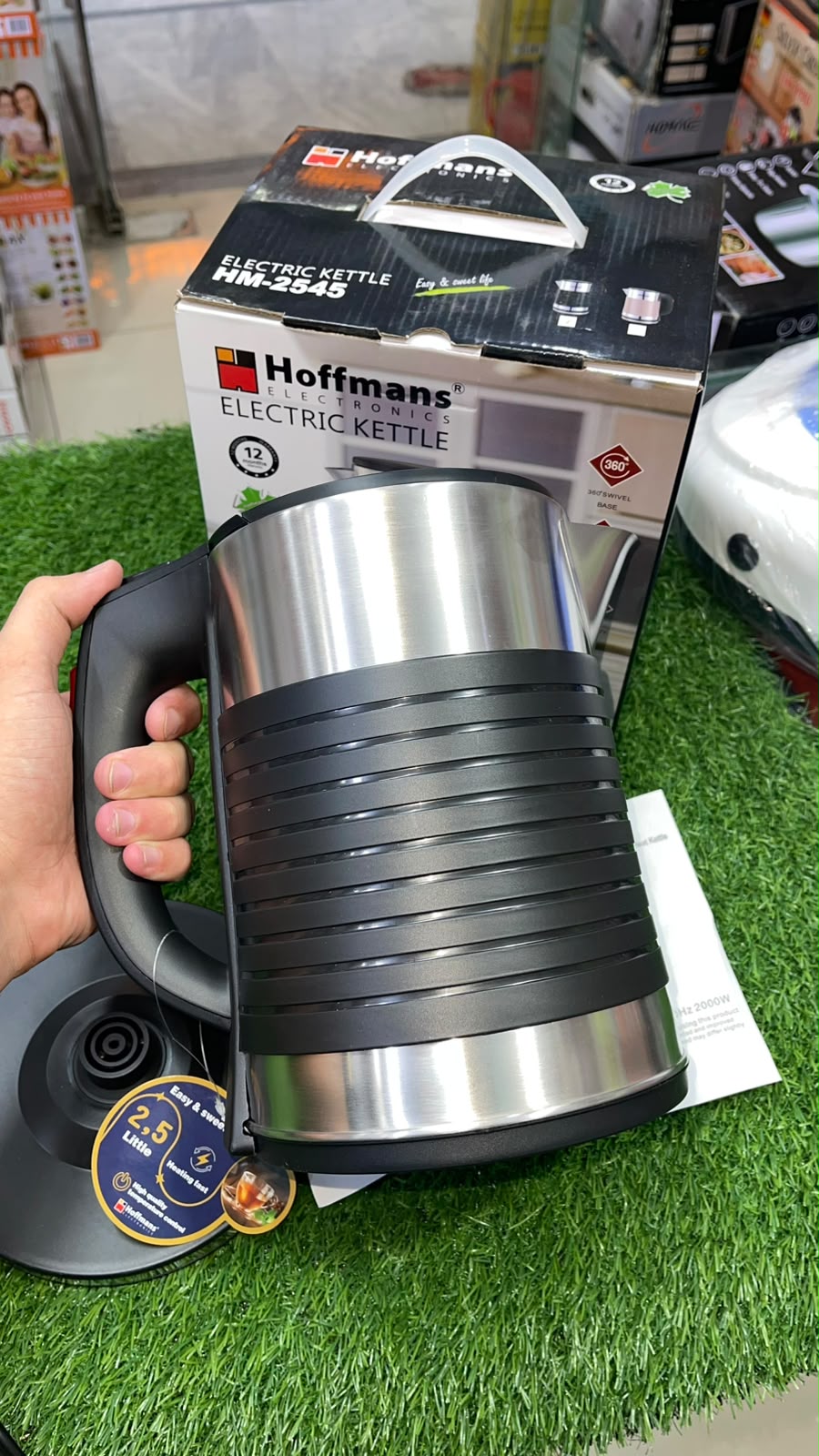 HOFFMANS Stainless Steel Electric Kettle 2.5 L | Automatic Fast Boiling Water Kettle with Auto Shut-Off & 360° Rotating Base | Durable Hot Water Boiler for Home & Office Use