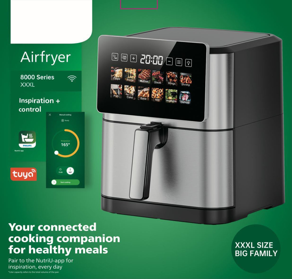 Side view of Philips air fryer basket and body
