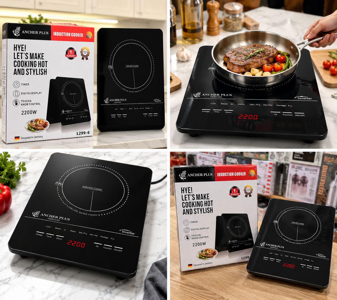 NEW GERMAN MADE ANCHER PLUS INUCTION STOVE 2200 WATTS