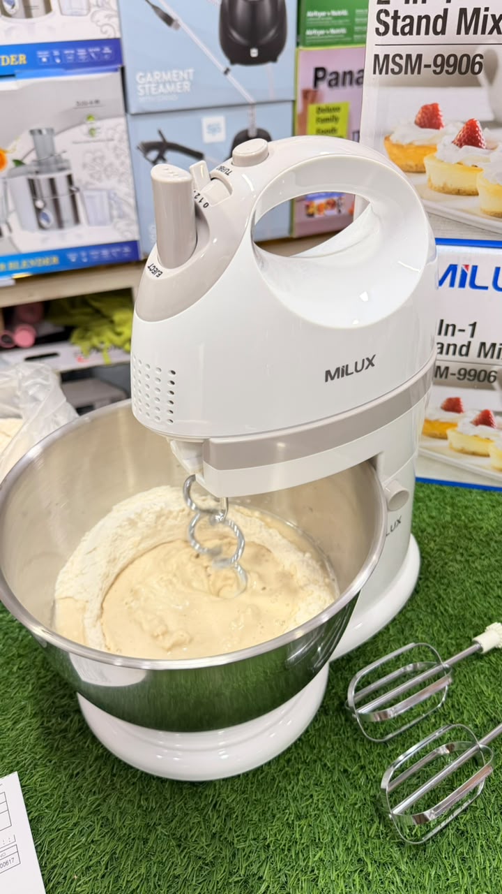 Milux Turbo Hand Mixer & stand mixer 200W – 3 Speed Control with Turbo Boost | MHM-250 Electric atta machine
