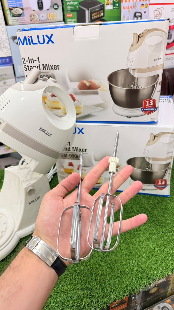 Milux Turbo Hand Mixer & stand mixer 200W – 3 Speed Control with Turbo Boost | MHM-250 Electric atta machine