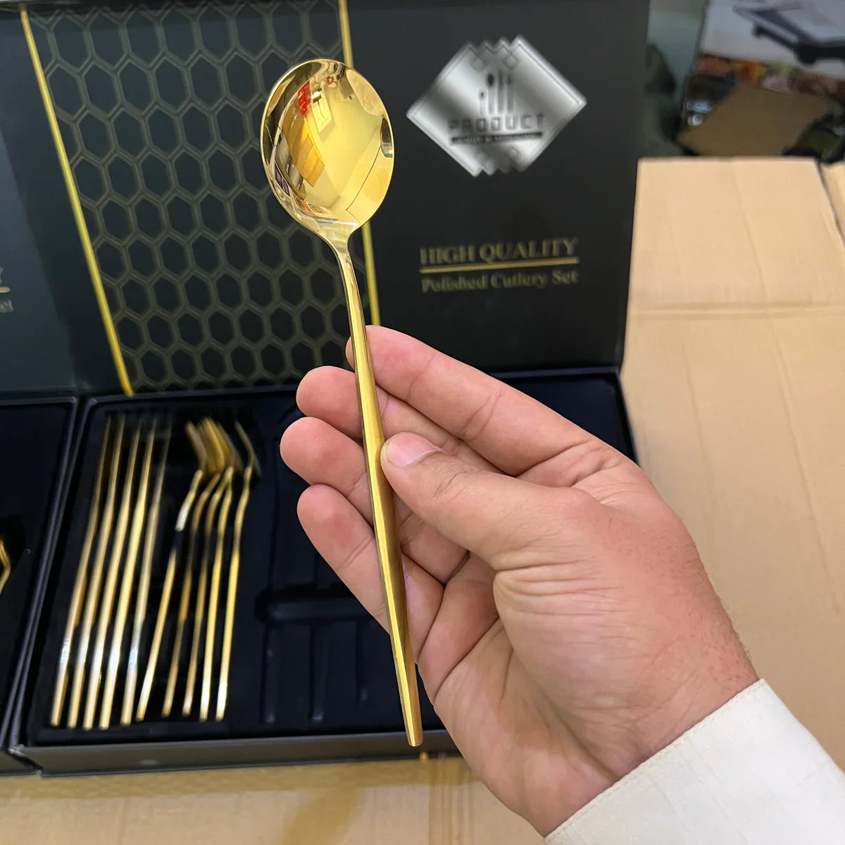 Lot Imported 24 Piece Golden  Cutlery set premium Quality