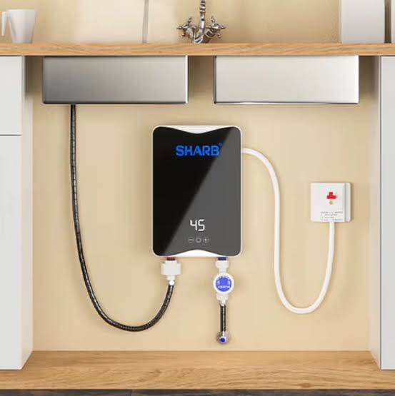 SHARB Electric Tankless Water Heater, 3000W 110V, Wall-Mounted Instant Hot Water System, Digital Display, White ABS Housing