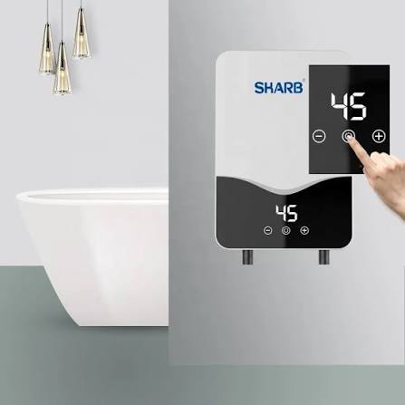 SHARB Electric Tankless Water Heater, 3000W 110V, Wall-Mounted Instant Hot Water System, Digital Display, White ABS Housing