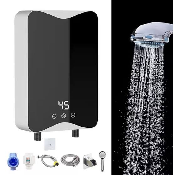 SHARB Electric Tankless Water Heater, 3000W 110V, Wall-Mounted Instant Hot Water System, Digital Display, White ABS Housing
