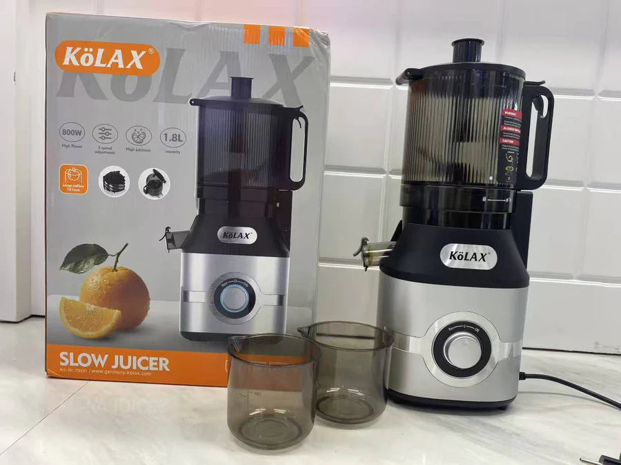 KoLAX Germany 800W Cold Press Slow Juicer 79321 – 14CM Extra Large Feed Chute, 1.8L Capacity, Slow Masticating Juice Extractor for Fruits & Vegetables