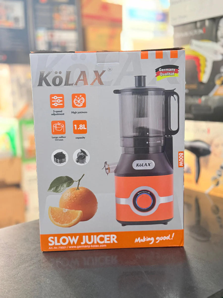 KoLAX Germany 800W Cold Press Slow Juicer 79321 – 14CM Extra Large Feed Chute, 1.8L Capacity, Slow Masticating Juice Extractor for Fruits & Vegetables
